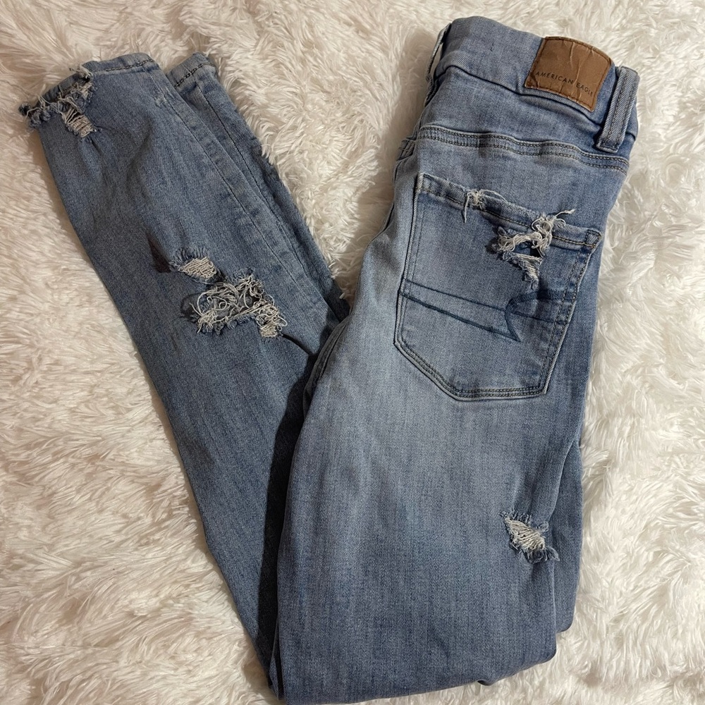 girls american eagle ripped skinny jeans